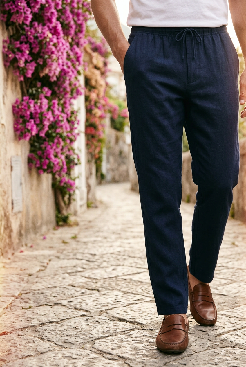 Dettaglio tessuto e coulisse – Ostuni navy